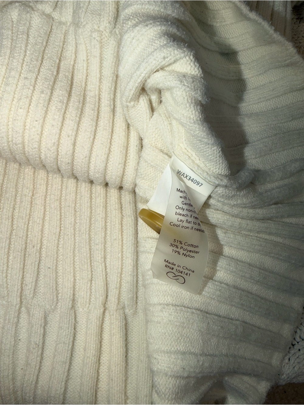 Cream Ribbed Button-Front Cardigan small - Picture 9 of 9